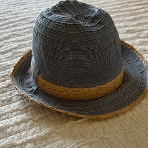 Elegant Striped Blue and Tan Women's Hat